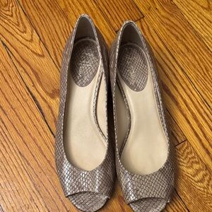 Cole Haan Snakeskin Pattern Peep-Toe Flats